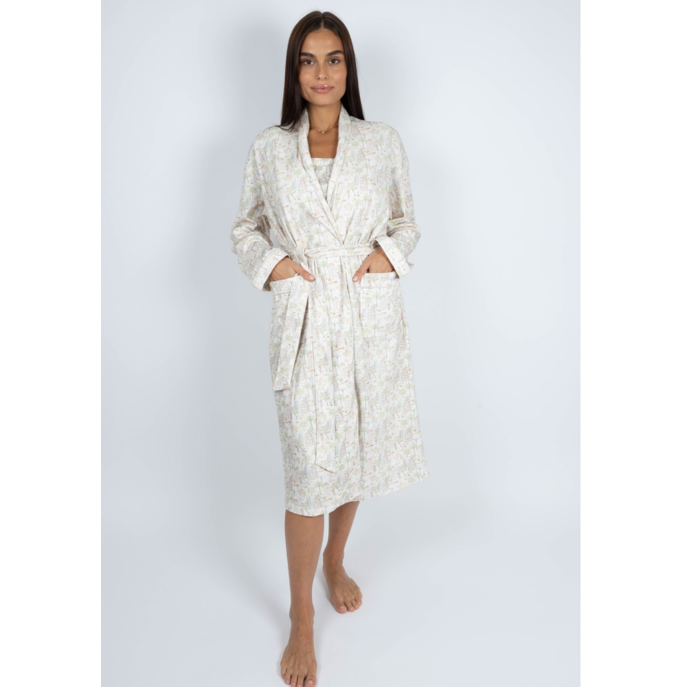 Pointelle cotton robe
